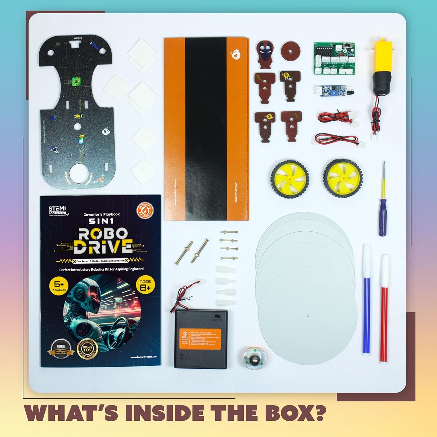 Butterfly EduFields 5in1 STEM Robotics kit | Robot Toys for Kids Ages 8 9 10 11 12 Years Old Boys