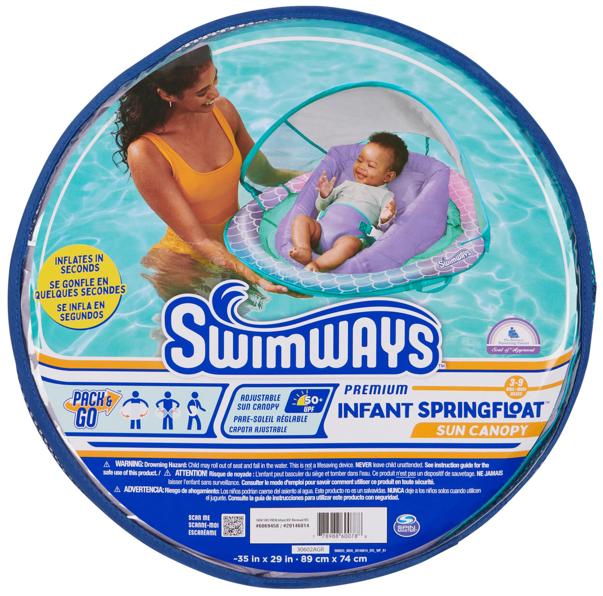 SwimWays Infant Spring Float with Canopy for Kids 3-9 Months