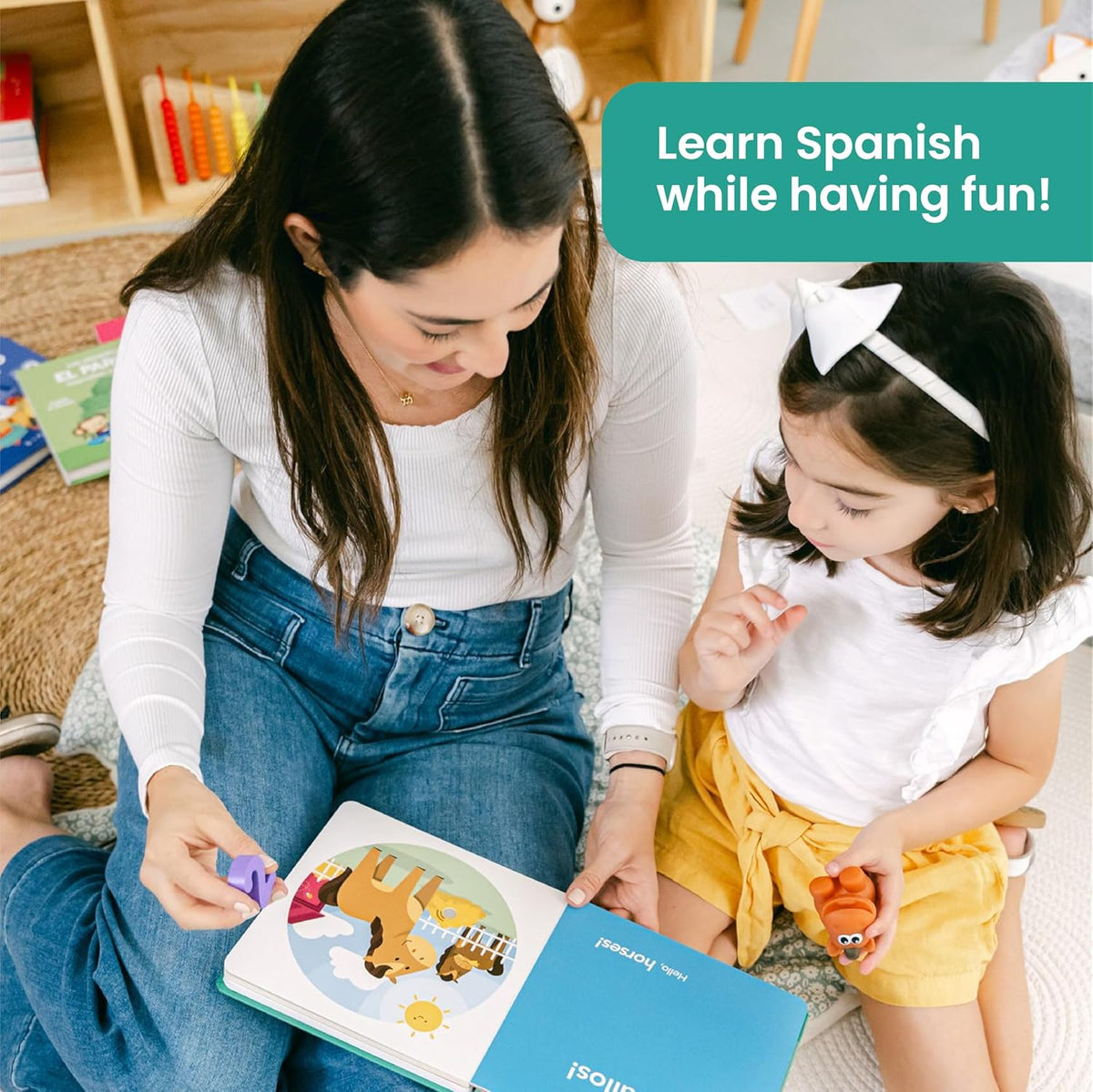 Binibi Spanish Books for Babies & Toddlers 1-3 La Granja Interactive Bilingual Sound Book with Farm