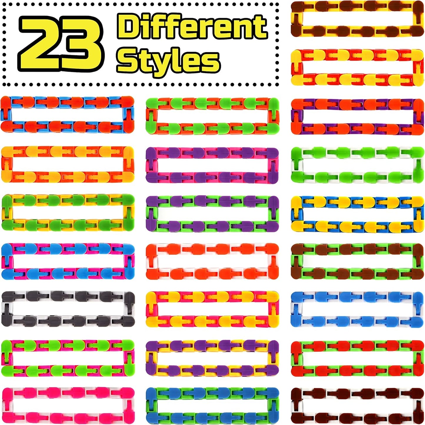 46 Pack 24 Links Wacky Tracks Snap and Click Fidget Toys,Fidget Snake Toy for Party Favors,Plastic