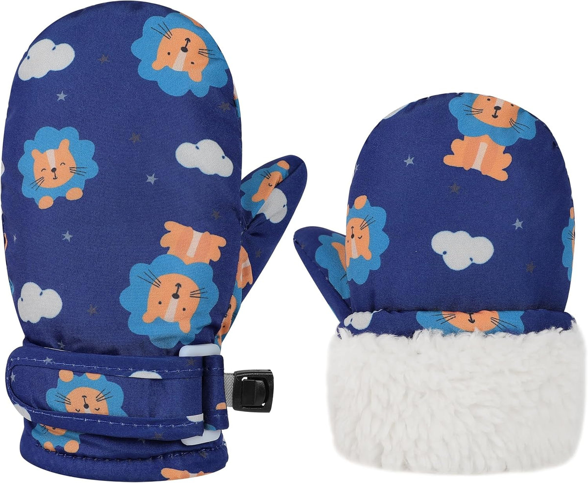 Toddler Gloves Kids Mittens Winter Warm Lined Fleece Gloves Waterproof Snow Baby Mitten for Boys