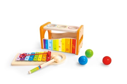 Hape Pound & Tap Bench with Slide Out Xylophone - Award Winning Durable Wooden Musical Pounding Toy