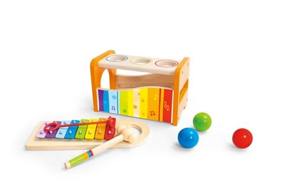 Hape Pound & Tap Bench with Slide Out Xylophone - Award Winning Durable Wooden Musical Pounding Toy