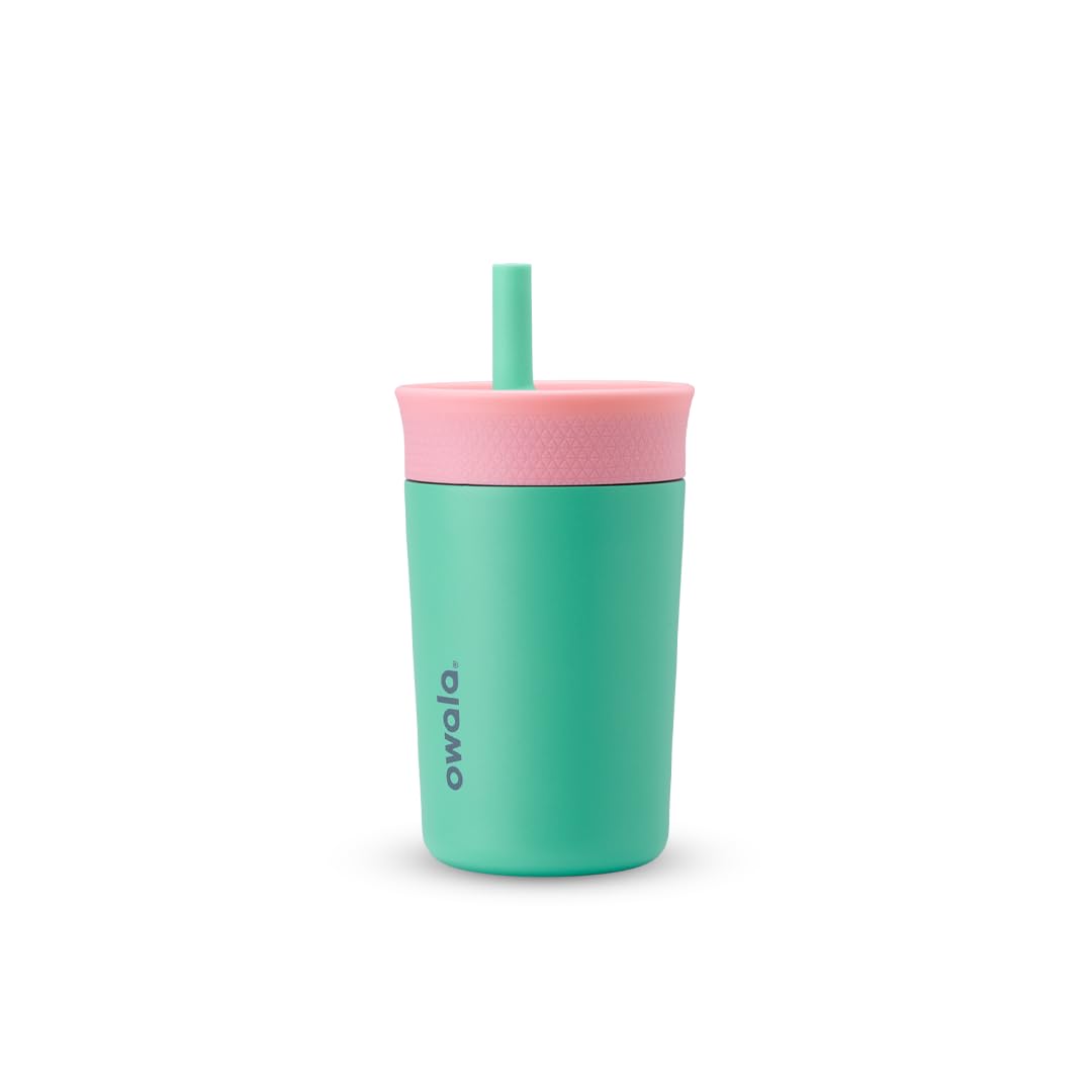 Owala Kids Insulation Stainless Steel Tumbler with Spill Resistant Flexible Straw, Easy to Clean