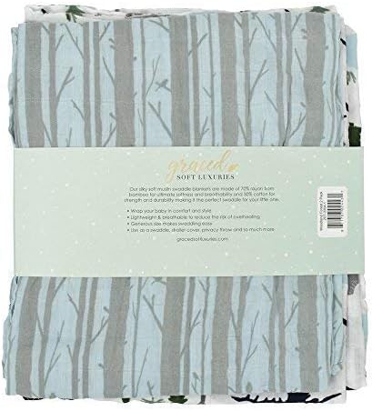 GRACED SOFT LUXURIES Extra Soft Muslin Swaddle Baby Blankets 70% Rayon from 30% Cotton 2 Pack