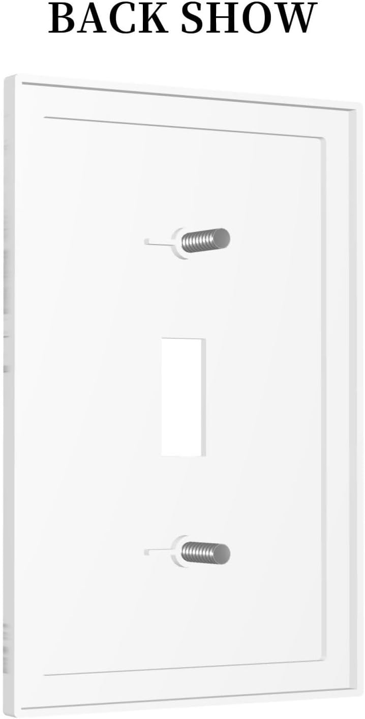 Decorative Light Switch Cover Modern White Gray Marble 1 Gang Single Toggle Device Electrical