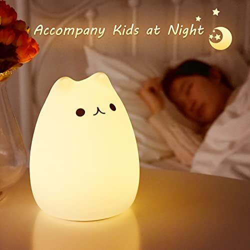 ZKLiLi Cat Night Light, Cute Nursery Lights USB Rechargeable Cat Lamp Nightlight Birthday Christmas