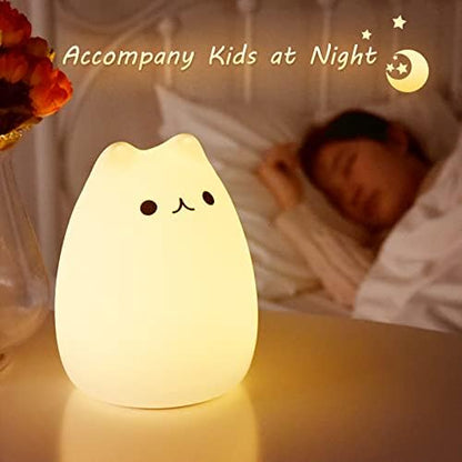 ZKLiLi Cat Night Light, Cute Nursery Lights USB Rechargeable Cat Lamp Nightlight Birthday Christmas