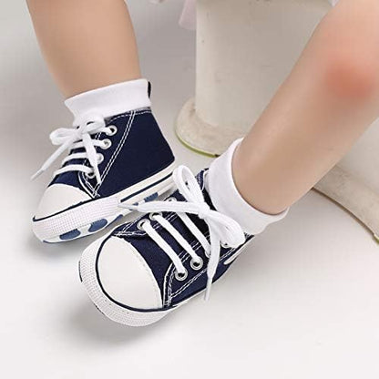 Unisex Baby Girls Boys Canvas High-top Shoes, Newborn Infant Anti-Slip Soft Sole Frist Walking