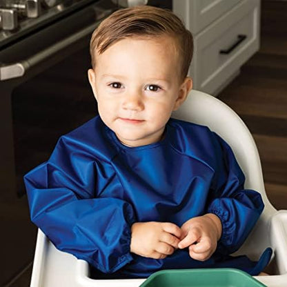 Tiny Twinkle Mess Proof Baby Bibs, 2pk Waterproof Smock Baby Bibs for Eating, Machine Washable Long