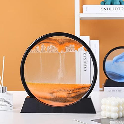 Moving Sand Art Picture in Motion Round Glass 3D Deep Sea Landscape, Dynamic Sand Art Sandscapes