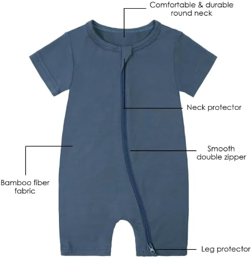 OPAWO Bamboo Baby Pajamas 3 Pack, Double Zipper Bamboo Sleepers for Baby Boy Girl Romper, Toddler