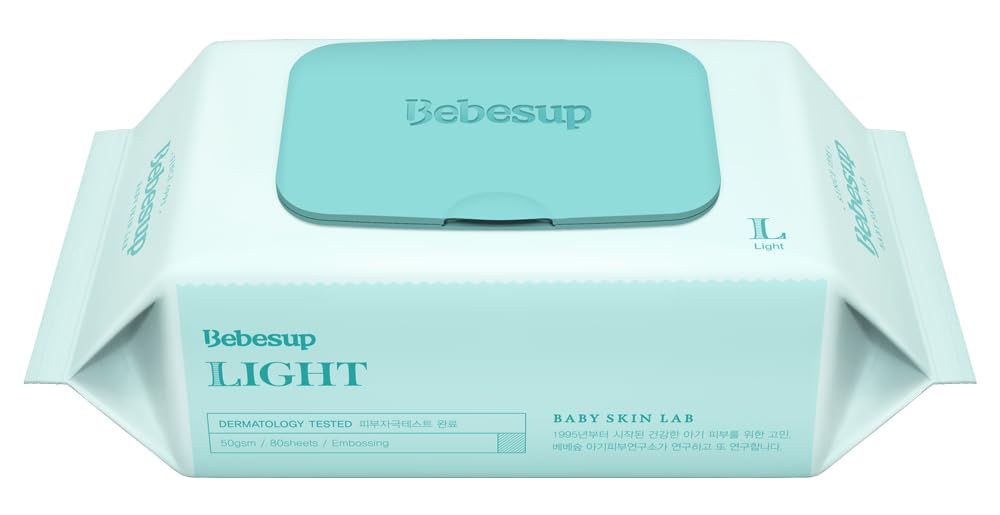 Korea's #1 Light Baby Wipes - Hypoallergenic, Water-Based, Unscented, Alcohol & Paraben-Free – 50