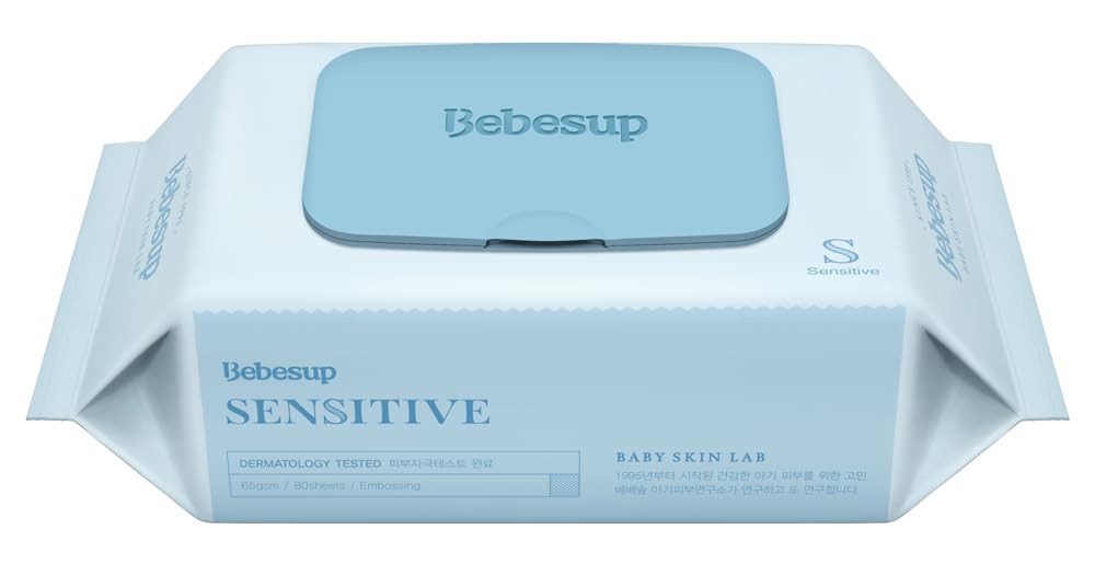 BEBESUP-Korea’s #1 Sensitive Baby Wipes -Hypoallergenic Water-based Unscented Alcohol-Free