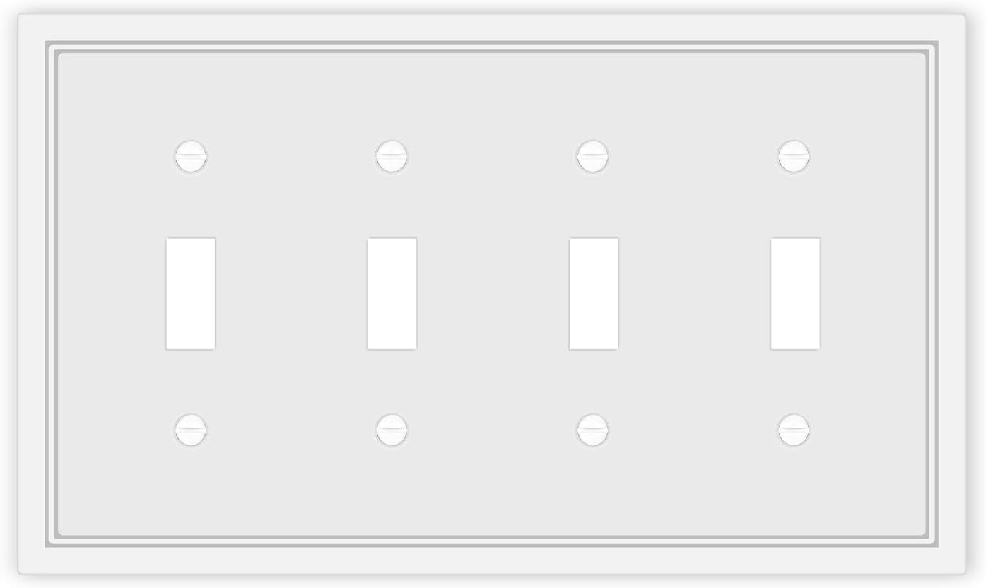 Quad Toggle Light Switch Cover Plate White Classic Decorative Light Switch Plates Cover 4-Gang Wall