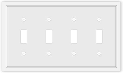 Quad Toggle Light Switch Cover Plate White Classic Decorative Light Switch Plates Cover 4-Gang Wall