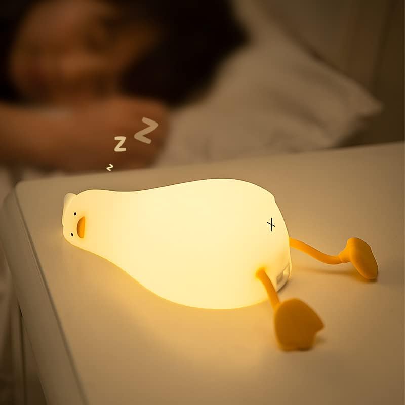 Lying Flat Duck Night Light, 3 Level Dimmable LED Nursery Nightlight,Cute Lamps Silicone Light Up