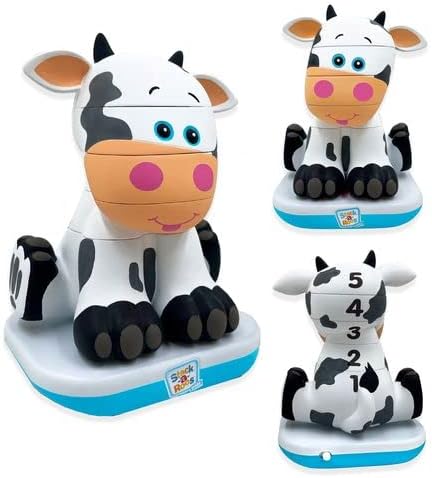 Stack-a-Roos Baby Cow by Salus Brands - Animal Stacking Toy, Educational Early Learning Toy for