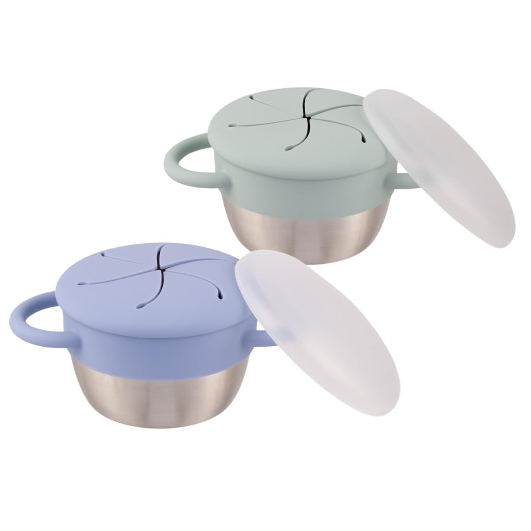 Elk and Friends Stainless Steel Snack Cups | Removable Silicone Food Catcher and Travel Lid |