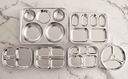 Korean Stainless Steel Divided Plates by KS&E, Little Kids Toddlers Babies small Tray, BPA Free