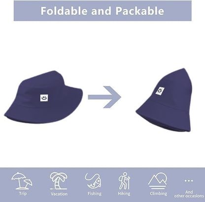 Kids Sun Hat Smile Face Bucket Hat for Girls Boys Summer Sun Protection Cotton Unisex Beach Cap
