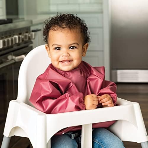 Tiny Twinkle Mess Proof Baby Bibs, 2pk Waterproof Smock Baby Bibs for Eating, Machine Washable Long