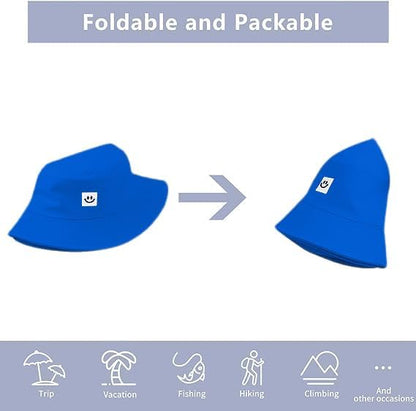 Kids Sun Hat Smile Face Bucket Hat for Girls Boys Summer Sun Protection Cotton Unisex Beach Cap
