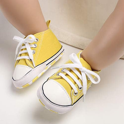 Unisex Baby Girls Boys Canvas High-top Shoes, Newborn Infant Anti-Slip Soft Sole Frist Walking