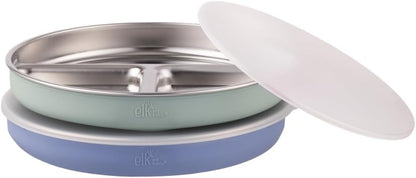 Stainless Steel Divided Plates + Silicone Sleeve and Storage Lid | Baby, Toddler, Kids | Dinner &