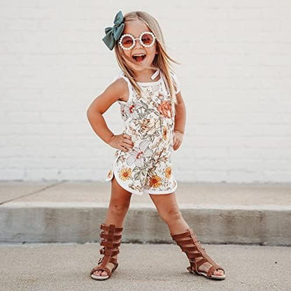 WZTYYDS Toddler Baby Girl Summer Clothes Floral Romper Tie-Up Strap Halter Jumpsuit Infant Summer