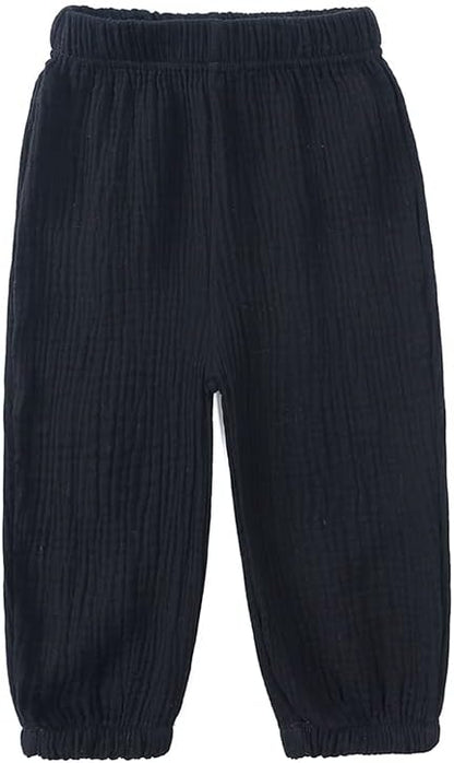 MYGBCPJS Baby Boys Girls Cotton Linen Trousers Kids Casual Ankle Pants Loose Long Bloomers
