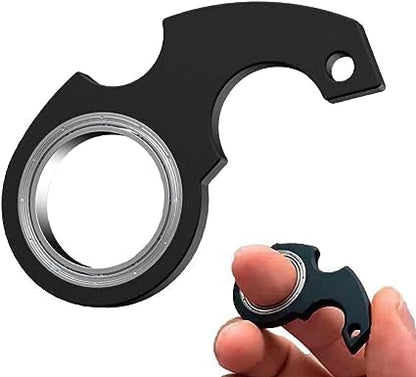 Black Keychain Spinner Fidget Ring Toy,Keychain Spinner Fidget Ring Metal Key Chain Spinner Fidget
