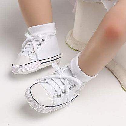 Unisex Baby Girls Boys Canvas High-top Shoes, Newborn Infant Anti-Slip Soft Sole Frist Walking