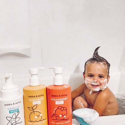 Dabble & Dollop Tangerine + Vanilla Body Wash & Shampoo – 3-in-1 Natural Bubble Bath for Kids, Made