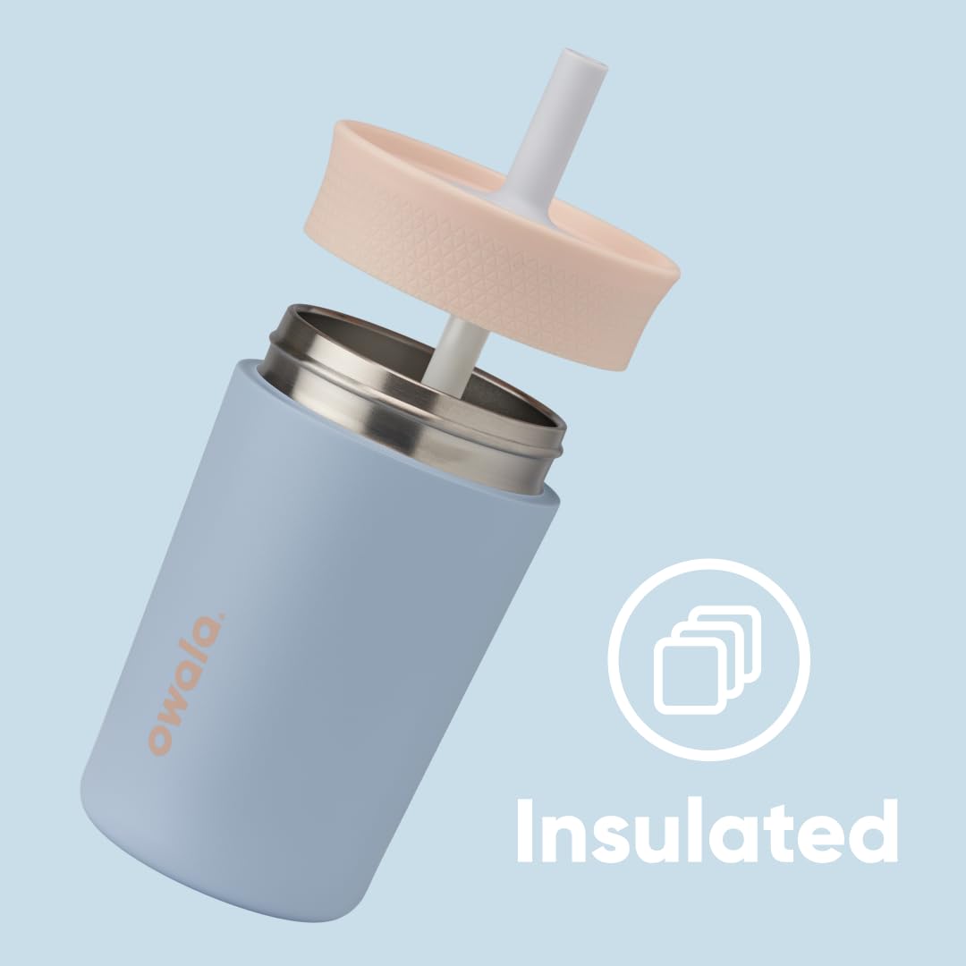 Owala Kids Insulation Stainless Steel Tumbler with Spill Resistant Flexible Straw, Easy to Clean
