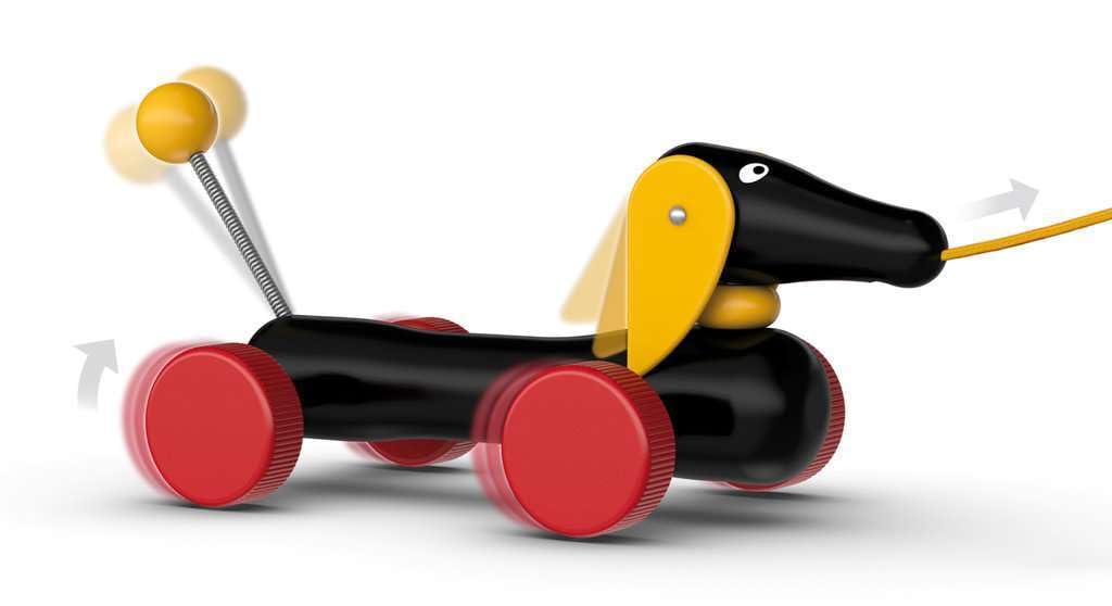 BRIO World - 30332 Pull Along Dachshund | Interactive Toddler Toy | Durable Wooden Construction |