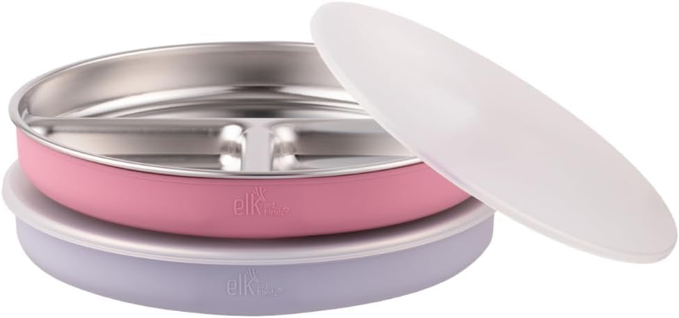 Stainless Steel Divided Plates + Silicone Sleeve and Storage Lid | Baby, Toddler, Kids | Dinner &