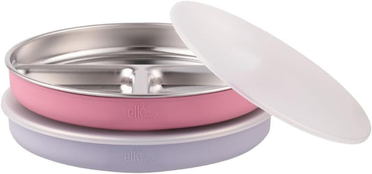 Stainless Steel Divided Plates + Silicone Sleeve and Storage Lid | Baby, Toddler, Kids | Dinner &