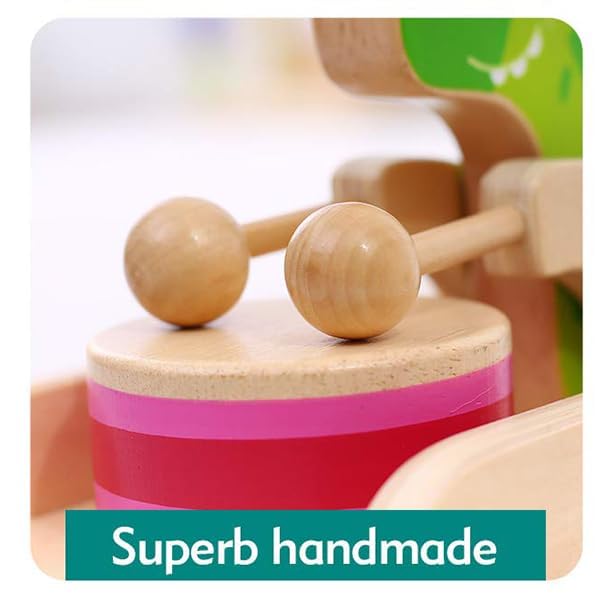 Baby Gift Wooden Toddler Pull Toy, Crocodile Drum Tapping Children's Toy, Baby dragging and