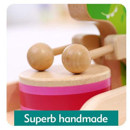 Baby Gift Wooden Toddler Pull Toy, Crocodile Drum Tapping Children's Toy, Baby dragging and