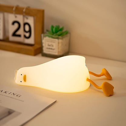 Lying Flat Duck Night Light, 3 Level Dimmable LED Nursery Nightlight,Cute Lamps Silicone Light Up