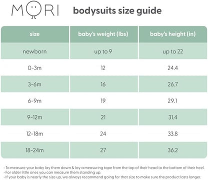 MORI Baby Unisex Long Sleeve Bodysuit Viscose from Bamboo and Organic Cotton - Comfortable Toddler