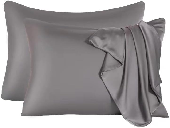 2 Pcs Mulberry Silk Pillowcase for Hair and Skin,Cooling Silk Pillow Case with Hidden