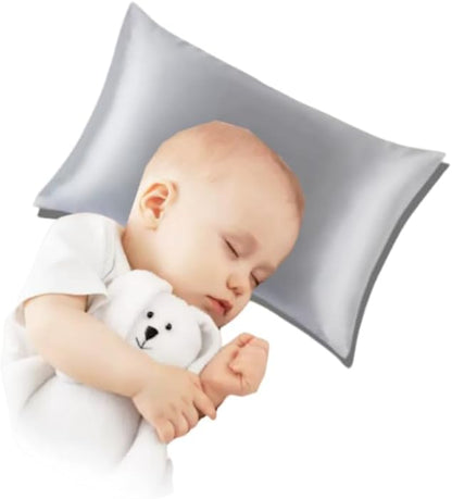 Organic Silk Baby Pillowcase with Zipper, Small 10"x13" Pillow Cover for Boys & Girls, Ideal for