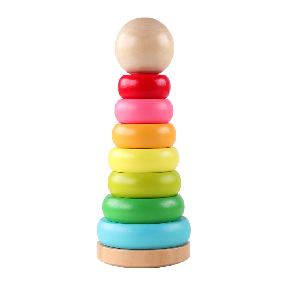 GEMEM Stacking Rings Toy Wooden Rainbow Stacker