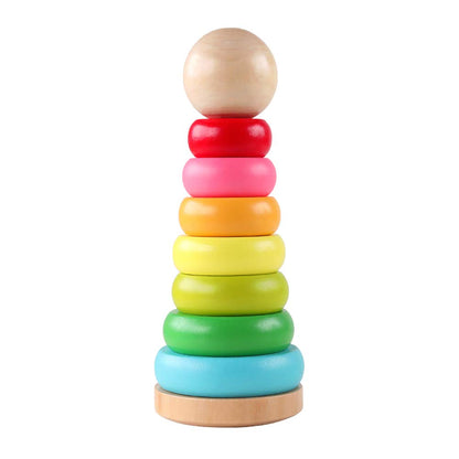 GEMEM Stacking Rings Toy Wooden Rainbow Stacker
