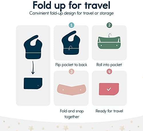 Tiny Twinkle Mess Proof Baby Bibs for Eating - Waterproof, Wipeable Bibs - Toddler Bibs - Travel