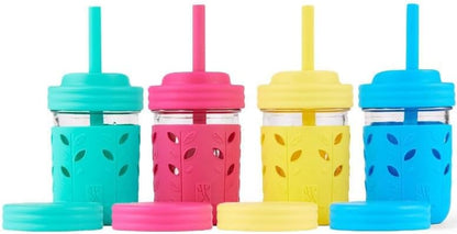 Elk and Friends Kids & Toddler Cups | The Original Glass Mason jars 8 oz with Silicone Sleeves &