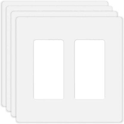 2-Gang Screwless Decora Wall Plate Cover Double Switch Outlet Electrical Faceplate for Light