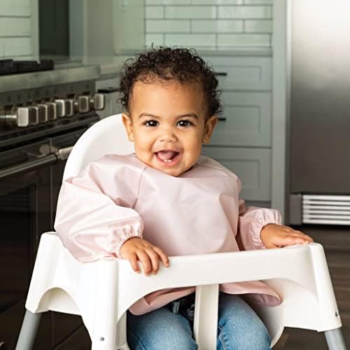 Tiny Twinkle Mess Proof Baby Bibs, 2pk Waterproof Smock Baby Bibs for Eating, Machine Washable Long